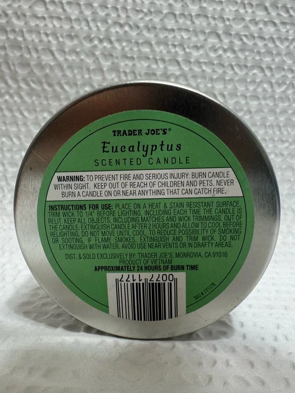 Traders  Joes Eucalyptus Scented Candle - Green